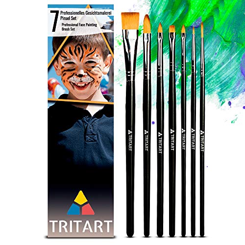 Tritart Schminkpinsel Set Kinderschminken 7-Teilig - Schmink Pinsel Kinderschminken - Pinsel Schminke Für Fasching Halloween - Make-Up Pinsel für Theaterschminke