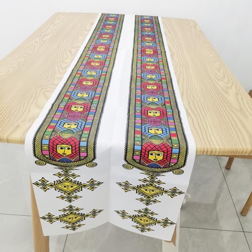 Traditioneller eritreischer äthiopischer Tischläufer für Zuhause, böhmische Hochzeit, Küche, Esstisch, Dekoration, 30,5 x 160,4 cm lang