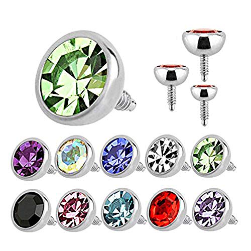 BodyJewelryonline Erwachsenen mit Gewinde intern 16ga Chirurgenstahl um Einpress-Labret Spitze (2mm, Aurora Borealis)