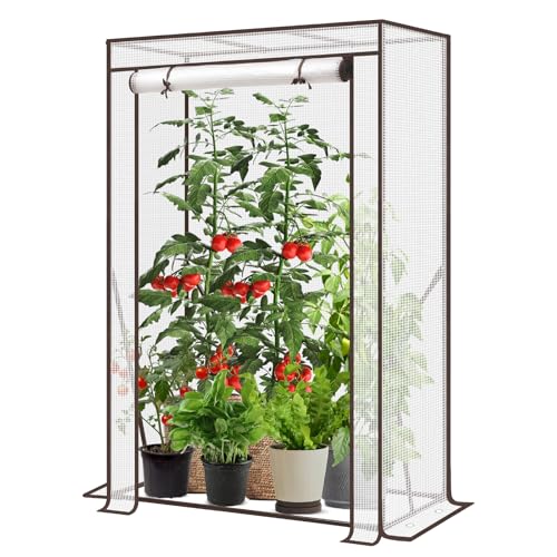 Sekey Gewächshaus Klein 150x100x50 cm, Tomatengewächshaus Foliengewächshaus Tomaten Gewächshaus Balkon Indoor Outdoor - Stabil, Winterfest & Einfach zu montieren, Weiß