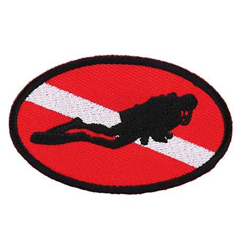 SUNGOOYUE Scuba Diving Ellipse Flag Patch, Polyester-Tauchabzeichen, Besticktes Tauchabzeichen, Andenken mit Aufbügelbarer Rückseite (Ovale Flossen)