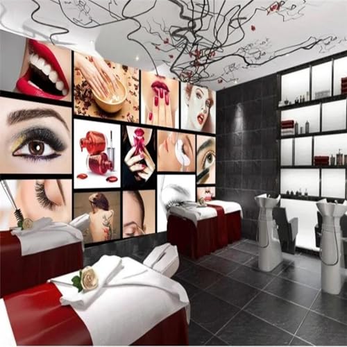 YYZOVBNN Moderne Schönheitssalon-Tapete, 3D-Kosmetikgeschäft, Nagelstudio, industrielle Dekoration, Hintergrundwandbild, Tapete, Schönheitssalon-Wandkunst-Poster