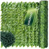 KRUMAD Künstlicher Efeu Hecke Sichtschutz 300 x 50cm, Sichtschutz Balkon und Garten, Efeu Künstlich, UV-beständig, Wetterfest, inkl. 100 Kabelbinder, Sichtschutz Zaun ohne Bohren, Grün