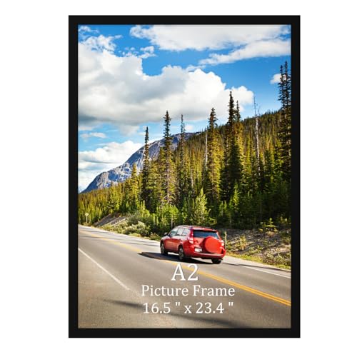 Giftgarden Bilderrahmen A2 Schwarz, Aluminium Rahmen für 42 x 59,4 cm Fotos, Zertifikate und Poster - Großer Posterrahmen, Einzel Fotorahmen