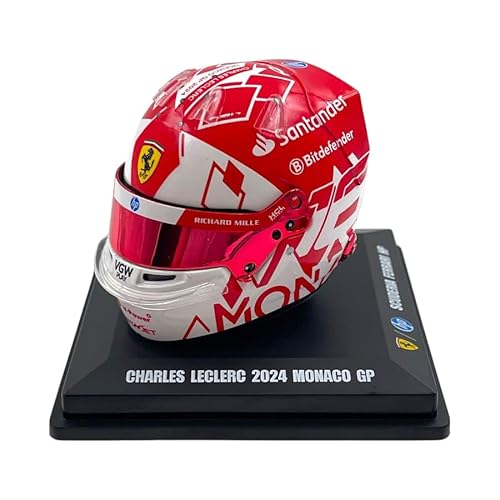 Scuderia F1 Team Offizielles LookSmart Spark Modell Charles Leclerc 2024 Special Edition Gewinner Monaco 1/5 Scale Mini Helm Rot Weiß