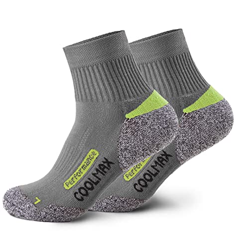 Piarini 2 Paar Coolmax Wandersocken Trekkingsocken Funktionssocken kurz - grau 35-38