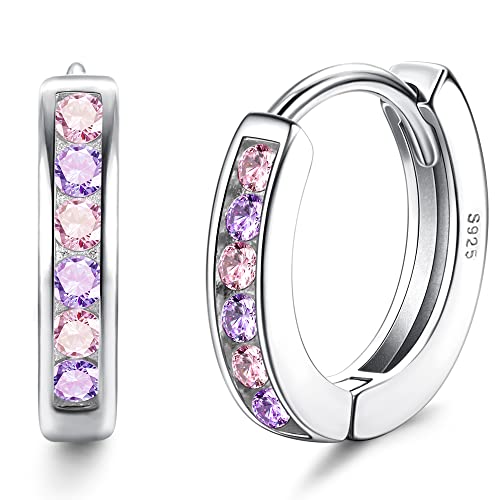 ORAZIO Kleine Creolen Ohrringe Silber 925 für Damen Mädchen Kinder | 925 Sterling Silber Knorpel Tiny Sleeper Huggie Ohrringe | Roségoldene Hypoallergene Ohrringe für Kinder