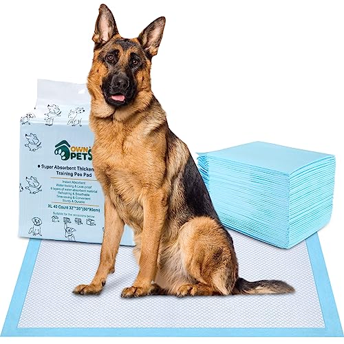 Ownpets 80x90cm große Trainingsunterlagen, 40 stücke saugfähige Hunde Toilettenmatte, Pee Pads, schnell trocknender Oberfläche, für Haustiere, große Hunde, kranke und alternde Hunde