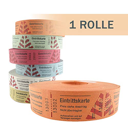 PARTY DISCOUNT Rollen-Eintrittskarten 1000 Abrisse, 1 Rolle, orange