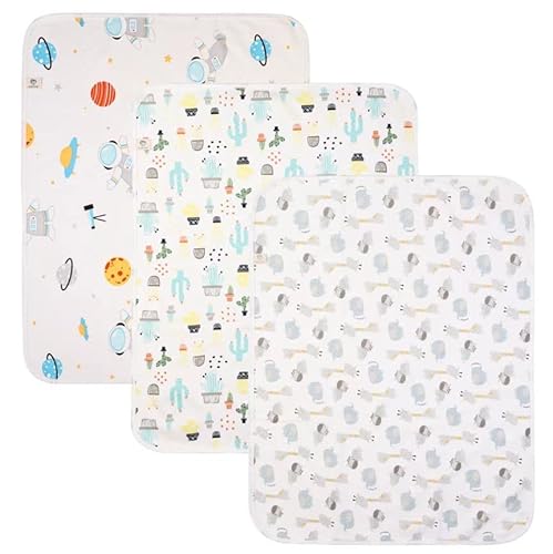 Baby Tragbare Wickelauflage Wechseltisch Pads Windel Wechselmatte Liners 27.5X22 Zoll wiederverwendbare waschbare wasserdichte Wickelauflagen für Baby 3-Pack