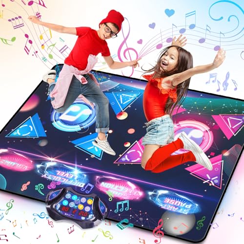 VATOS Doppelt Tanzmatte für Mädchen, 8-Tasten Großes Elektronisches Tanzmatte,Musikalische Tanzmatte mit 2 Wettbewerbsfähigen Modi,12 Spielen, Ideale Geburtstags Geschenke für Mädchen 3-12 Jahren