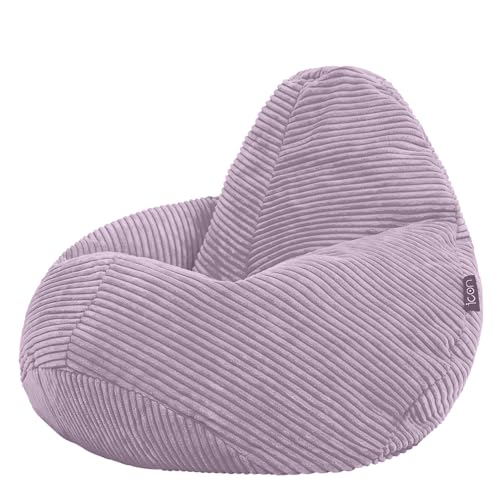 Icon Dalton Sitzsack Kinder, Lila, Flauschiger Cord Stoff, Sitzsack Cord mit Füllung, Bequemer Kinder Gaming Sessel, Kuschelsessel, Lese Sessel, Schlafzimmer, Kinderzimmer, Spielzimmer
