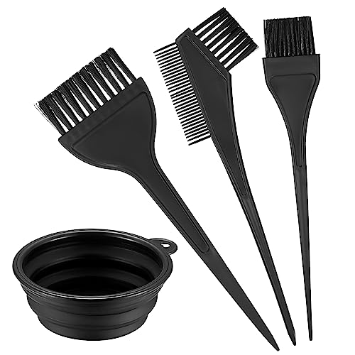 VARHHUXHA 4 Stk Haarfärbepinsel Set, Farbpinsel Haare, Pinsel zum Haare Färben, Haarfarbe Bürste, Haarfärbekamm für DIY Haarfärbemittel Salon Friseur Werkzeug Farb Pinsel Breit, 1x Haarfärbeschale