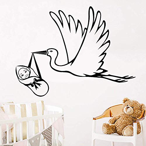 Vinyl Wandaufkleber Marabu Storch Baby Geburt Geburtsklinik Wandtattoo Baby Zimmer Dekoration Wandbild Abnehmbarer Heimgebrauch Aufkleber 56X42Cm
