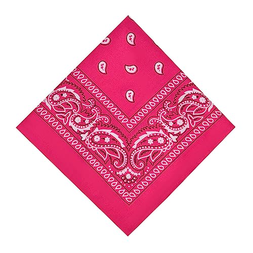 AOMIG Bandana Herren Damen, Premium Halstuch Kopftuch, Unisex Tuch Bindetuch, Paisley Muster Headwear Haar Schal Ansatz Handgelenk Kopf Biker, Rosarot (55 x 55 cm)