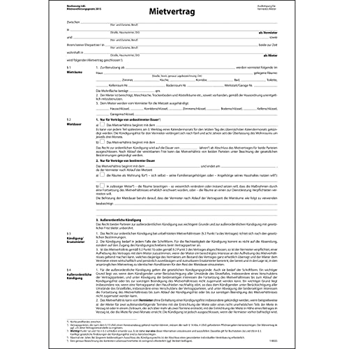 Sigel MV464 Kaufverträge und Mietverträge Mietvertrag A4 Einheitsmietvertrag
