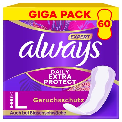Always Expert Daily Extra Protection Long Slipeinlagen 60 Stück, Geruchsneutralisierend, Auch Bei Ersten Anzeichen Von Blasenschwäche