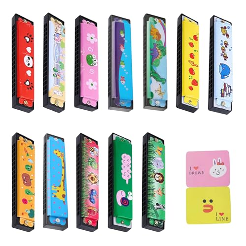 URHRHU 12 Stück Mundharmonika Kinder 16-Loch Kleine Harmonika Mitgebsel Set Kids Harmonica Toy Musikinstrumente Spielzeug Kindergeburtstag Geschenke für Anfänger Kinder Studenten