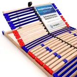 stabiler Lattenrost 100% BUCHE Lattenrahmen - Kopfteil verstellbar - SCHULTERFRÄSUNG, 7 Zonen, 42 Federleisten, Härte-Regulierung, Mittelgurt - VARIO SLEEP BEST 42® unmontiert (90x200cm)