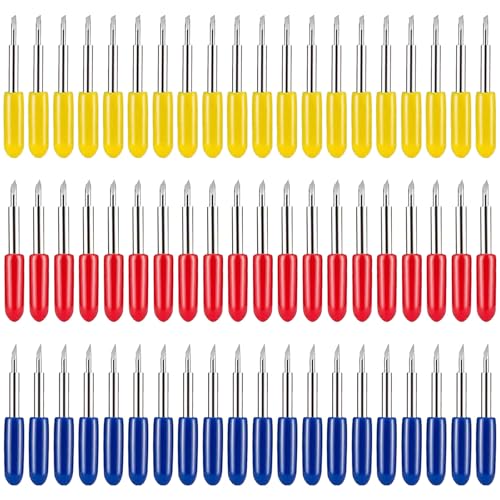 60pcs Messer Klingen Feinschnittklinge Klinge Tiefschnittklinge Ersatzklingen für Cricut, Schneideplotter Klingen 30°/45°/60° Roland Graviermesser, Schneidklingen für Cricut Schneideplotter-Klingen