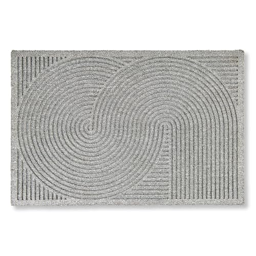Astra Fussmatte außen rutschfest - Schmutzfangmatte wetterfest - Outdoor Türmatte für Eingangsbereich & Balkon - strapazierfähige Fußmatte 60x90 cm grau