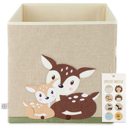 Bieco Aufbewahrungsbox Kinder Rehe | Kinderzimmer Aufbewahrung | Kallax Einsatz Kinder Spielzeug Aufbewahrungsbox faltbar Kinder Baby Aufbewahrungskorb Box Spielzeug Kiste Kinderzimmer Spielzeugkiste