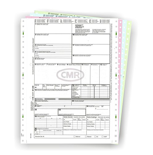 500 x CMR Frachtbrief 4-fach selbstdurchschreibend, Endlossätze/Für den internationalen Güterverkehr/Premium Qualität/Nach neuestem ADR-Standard - Made in Germany