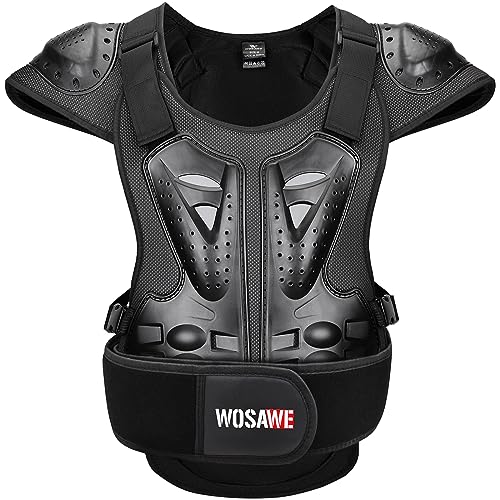 WOSAWE Motorrad Schutz Jacke für Erwachsene, Brustpanzer Racing Guard Rückenprotektoren Schutzausrüstung für Riding Skating Roller Skifahren Snowboard (15 Schwarz, L)