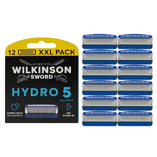 Wilkinson Sword - Hydro 5 Rasierer für Männer, 12 Ersatzklingen, Feuchtigkeitsspendende Gel-Pools und umklappbarer Trimmer