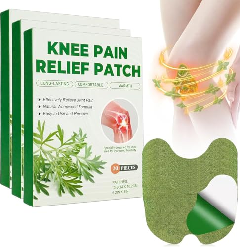Robofun Schmerzpflaster Knie 60 Stück, Pain Relief Patch, Natural Herbal Schmerzlinderung Patch Selbstklebende Wärmepflaster Schmerzlinderungspflaster für Knie Nacken, Rücken und Muskelkater