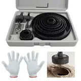 Wkmamo 21 Stück Lochsägen Set,Bohrkrone, Karbonstahl 19-127 mm,Lochs?genschneider-Set, Downlights, Bohrer-Bits für Holz, Gipskarton, Kunststoff