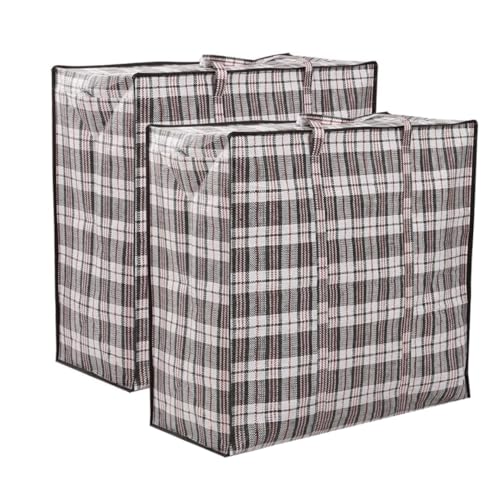 2x Storage Bag, Umzugtasche, Jumbo Karton Travel Organizer, Reißverschluss und Griffen, große Garment Bag, Aufbewahrungstasche 20 kg Einkaufstasche für Kleidung Decken Kissen 80x60x30cm (2x Schwarz)