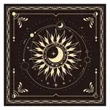 BOXOB Altartuch, 45x45 cm Quadratisch Premium-Flanellstoff Sonne- und Mond-Altartischdecke Hexerei-Tarot-Pendelmatte Wahrsagezubehör Zubehör für Spirituelle Rituale