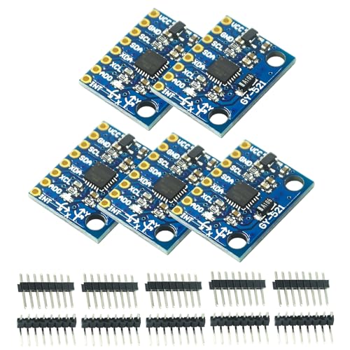 ARCELI 5 x GY-521 MPU-6050 Modul, 3-Achsen-Gyroskop und Beschleunigungssensor kompatibel mit Arduino und Raspberry Pi, für Motion-Sensing-Spiele, Fußgänger-Navigatoren und Haltungs-Verknüpfungen