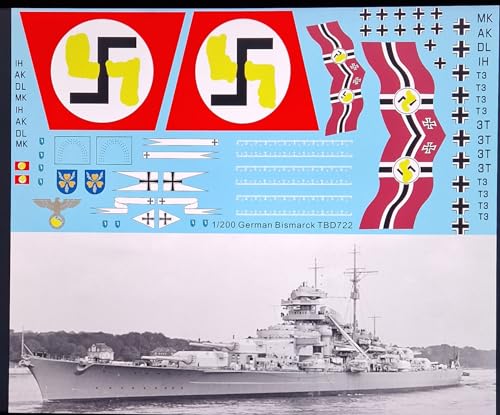 Generisch 1/200 Waterslide Decals für Bismarck German Battleship TB Decal TBD722
