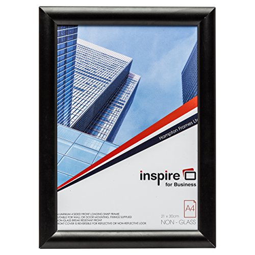 Inspire for Business SNAPA4BLK Aluminium-Schnapprahmen mit 25 mm breitem Profil, A4 (21 x 30 cm), Schwarz