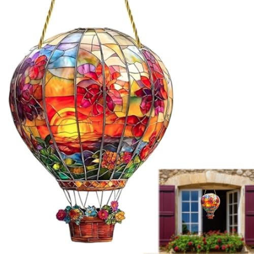 Heißluftballon Solar Garten Licht Heißluftballon Fenster Dekoration Acryl Wand hängende Licht Up Solar Dekoration für Weihnachten (verwendet für die Dekoration von Fenstern und Innenhöfen)