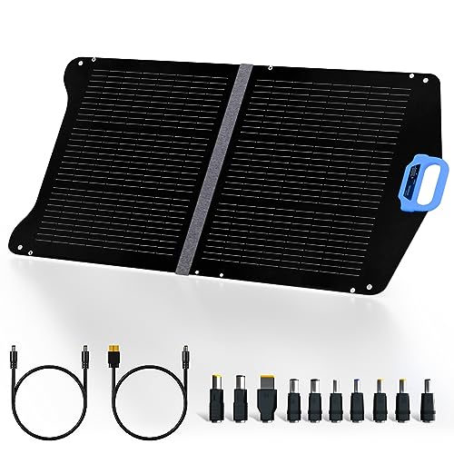 LPDISPLAY Foldable Solar Panel 75W, Only 8 Pounds with function handle, IP67 ETFE Coating Protected, 23.5% Conversion Rate, Solar Panel for Outdoor Camping Emergency