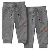 Staccato Unisex Baby Jogginghose | Kordelzug | elastische Rippbündchen Größe 68-86 für Jungen und Mädchen (86, Doppelpack Grey/Grey)