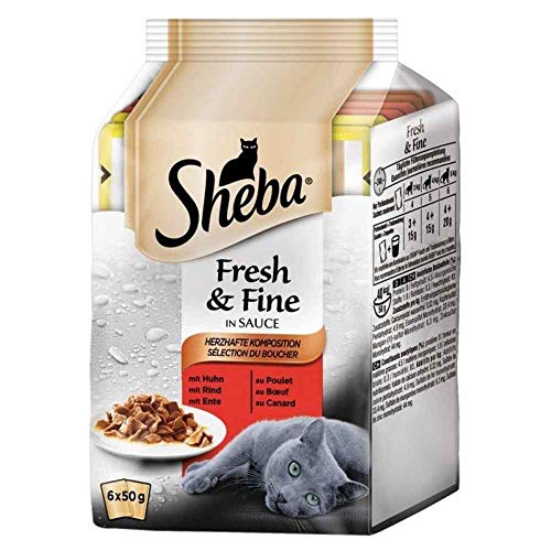Sheba Beutel Délices du Jour in Sauce, Auswahl des Metzgers für Katzen – 6 Beutel à 50 g