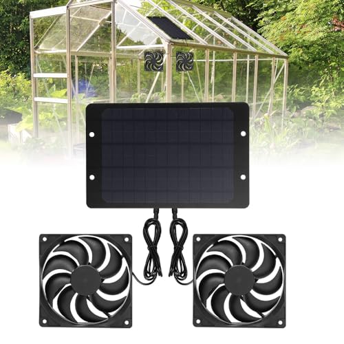 TGKYK Solar Ventilator 12v 10W, 2 Stück Solarlüfter, IP65 Wasserdicht Ventilator Solarbetrieben, Solarventilator, Solar Lüfter für Gewächshaus Schuppen Haustierhaus Hühnerstall Schuppen Belüftung