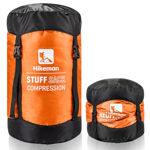 Ultraleichter Kompressionssack Wasserabweisend für Schlafsack - Aufbewahrungstasche für Schlafsack,Platzsparende Ausrüstung für Reisen,Camping,Wandern,Outdoor (Orange, S)