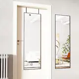 Koonmi Ganzkörperspiegel, 35x122cm Türspiegel Wandspiegel mit 2 höhenverstellbaren Hängehaken über der Tür, Hängespiegel mit Rahmen aus Aluminiumlegierung für Garderobe und Schlafzimmer, Schwarz