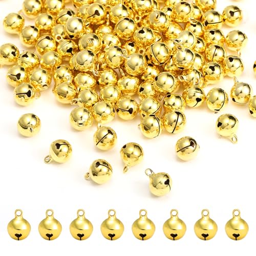 Naler 120 Stück Glöckchen Golden Schellen Glocken aus Kupfer für Schmuck Basteln Geschenkverpackung Weihnacht Fest Dekoration, 12 mm