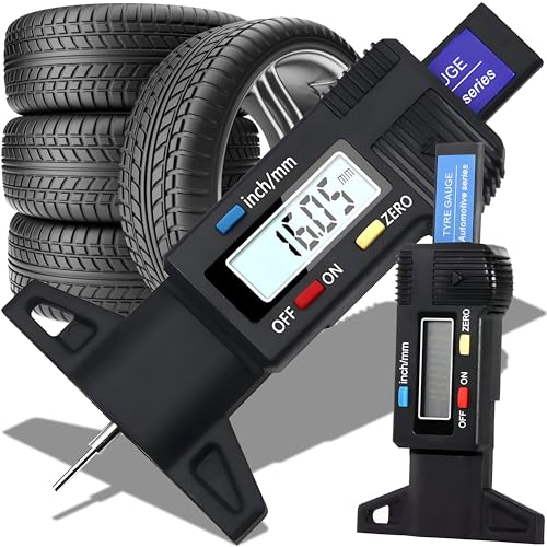 Retoo Reifen Profiltiefenmesser, Reifenmessergerät, Digital Reifenprofilmesser, Tiefenmesser mit LCD Display 0–25.4 mm, Reifen Profilmesser Messchieber, Messgerät für PKW, Vans, Motorrad, LKW
