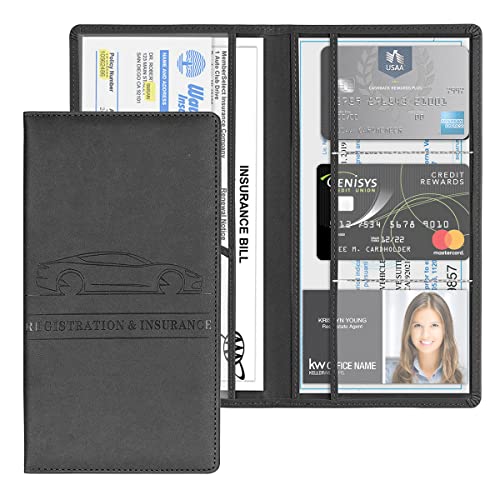 JNNJ Kfz-Schutzhülle für Handschuhfach, Auto-Dokumentenhalter, Autozulassung PU Leder Fahrzeug Handschuhfach Organizer, für Wichtige Dokumente(Schwarz)