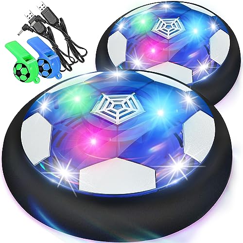 lenbest 2er Set Air Power Fußball - Fussball Geschenke Jungen - Spielzeug ab 3 4 5 6 Jahre Junge - Led Fussball Kinder - Wiederaufladbar Indoor Fußball - Geschenk Junge 7 8 9 10 Jahre - Hover Ball