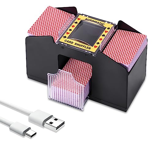 Miawtro Automatischer Kartenmischer Für 2/4 Decks,USB-/Batteriebetrieben Kartenmischmaschine Elektrische, Elektrischer Kartenmischer Für Spielkarten Wie Pokerkarten, UNO-Kartenspiel Und Blackjack