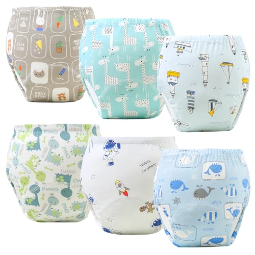 Volumoon 6 Stück Baby Trainingshosen Töpfchen, Trainerhosen Kleinkinder, trainingsunterhose Kinder, Waschbare Trainingshose Jungen und Mädchen 2-6 Jahre, 100% Baumwolle Atmungsaktiv (110,13kg-20kg)