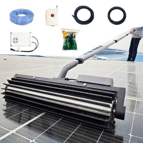 QFGain Elektrische Reinigungswalze, Teleskopstange Zur Reinigung Von Pv-Modulen, WasserfüHrendes Reinigungsstangen-Set, FensterglasreinigungsgeräT FüR Den AußEnbereich,Lithiumbattery-3.5m